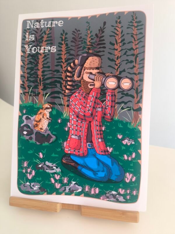 un print d'un trappeur dans une toundra vue de coté droit