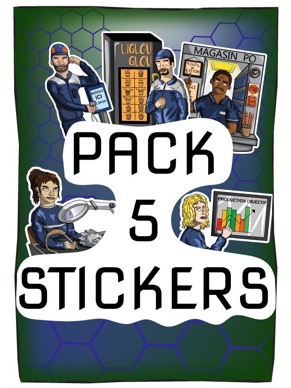 pack de sticker airbyus avec 3 hommes et 2 femmes