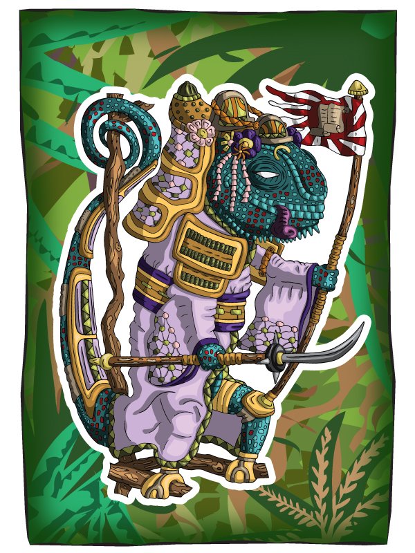 Un cameleon femelle avec drapeau