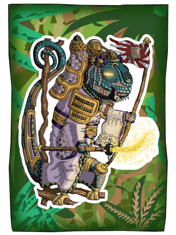 Une cameleon avec naginata eclair