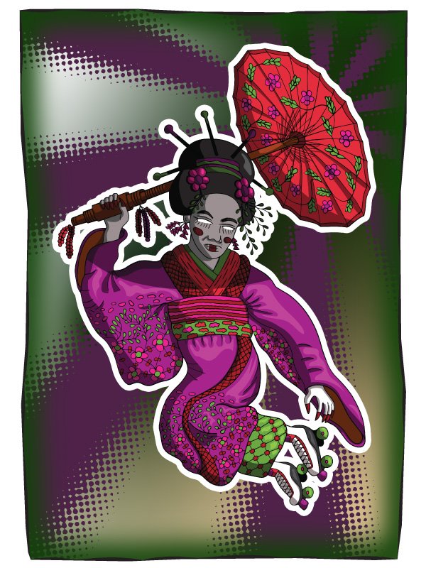 une geisha en roller