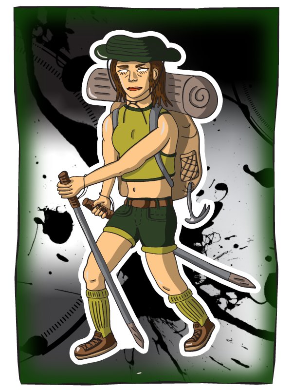 Une marcheuse avec chapeau et baton